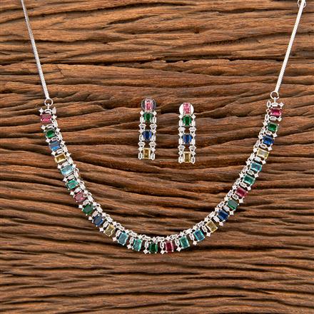 Cz Delicate Necklace With Rhodium Plating