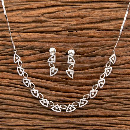 Cz Delicate Necklace With Rhodium 2 Tone Plating