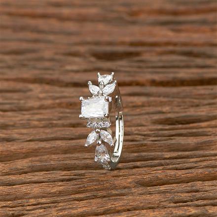 Cz Delicate Ring With Rhodium 2 Tone Plating