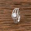 Cz Adjustable Ring With Rhodium 2 Tone Plating