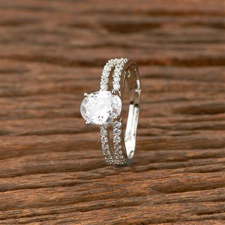Cz Delicate Ring With Rhodium 2 Tone Plating