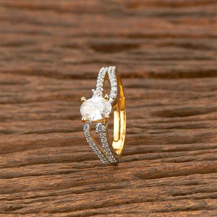 Cz Adjustable Ring With Rhodium 2 Tone Plating