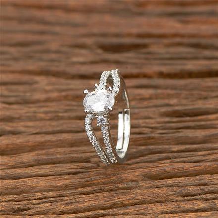 Cz Adjustable Ring With Rhodium 2 Tone Plating
