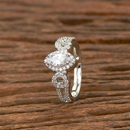 Cz Delicate Ring With Rhodium 2 Tone Plating