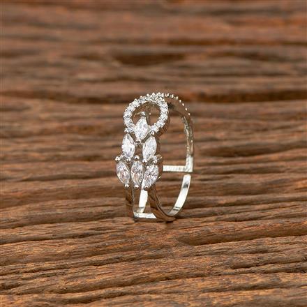 Cz Delicate Ring With Rhodium 2 Tone Plating