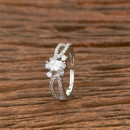 Cz Delicate Ring With Rhodium 2 Tone Plating