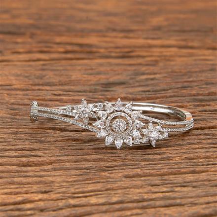 Cz Classic Kada With Rhodium 2 Tone Plating