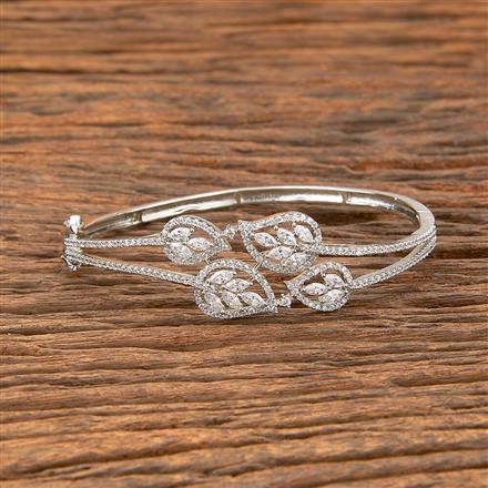 Cz Classic Kada With Rhodium 2 Tone Plating