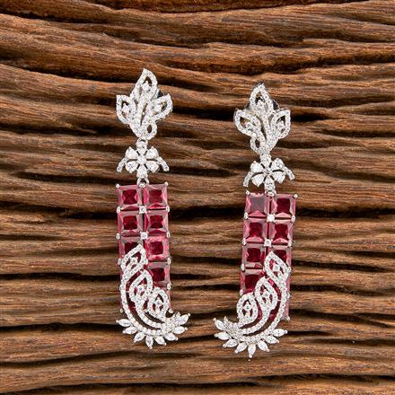 Cz Classic Earring With Rhodium Plating
