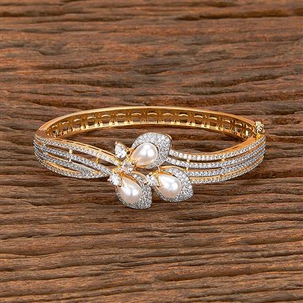 Cz Classic Kada With Rhodium 2 Tone Plating