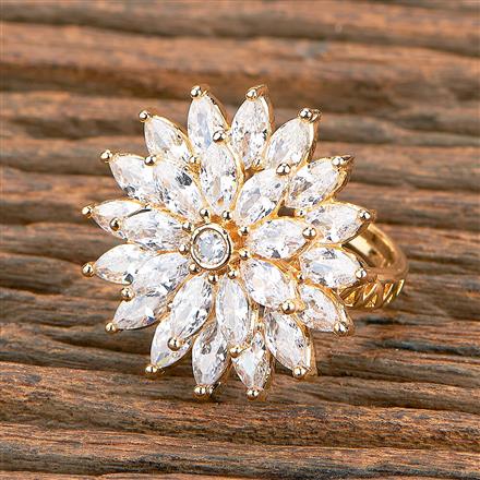 Cz Adjustable Ring With Gold Plating