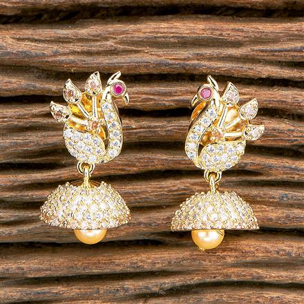 Cz Peacock Jhumki With Gold Plating