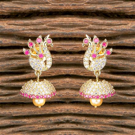 Cz Peacock Jhumki With Gold Plating