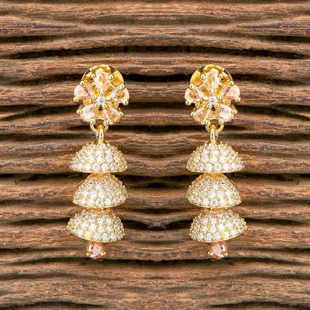 Cz Delicate Jhumki With Gold Plating