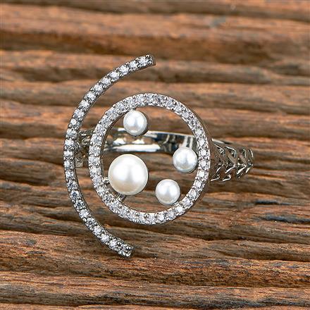 Cz Moti Ring With 2 Tone Black Rhodium Plating