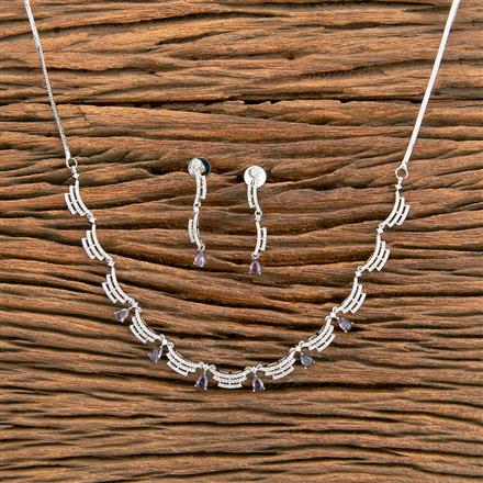 Cz Classic Necklace With Rhodium Plating