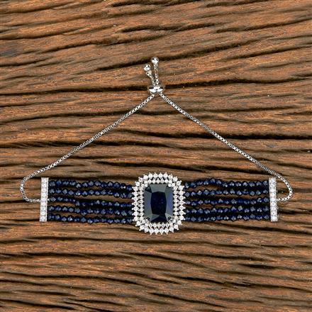 Cz Bandhai Bracelet With Rhodium Plating