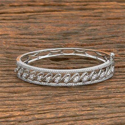 Cz Classic Kada With Rhodium 2 Tone Plating