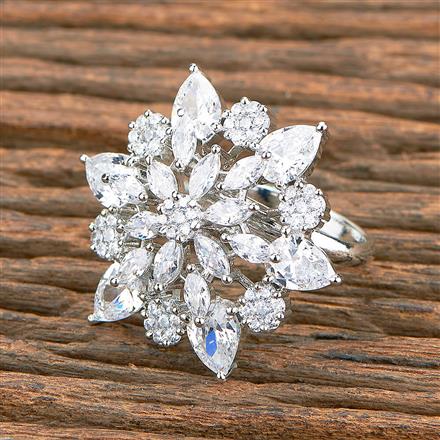 Cz Adjustable Ring With 2 Tone Black Rhodium Plating