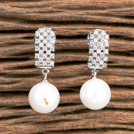 Cz Moti Earring With Rhodium 2 Tone Plating