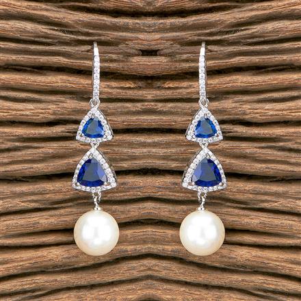 Cz Moti Earring With Rhodium Plating