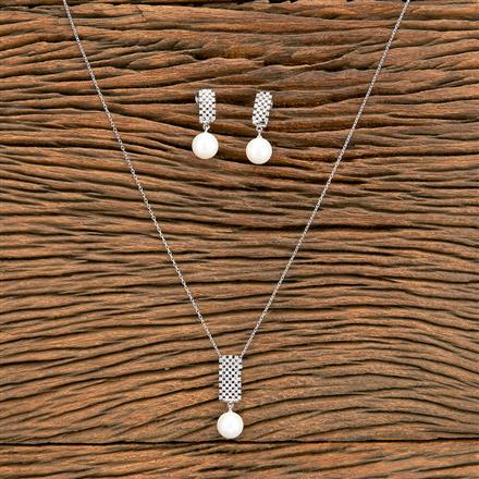 Cz Classic Pendant Set With Rhodium 2 Tone Plating