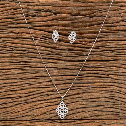Cz Classic Pendant Set With Rhodium 2 Tone Plating