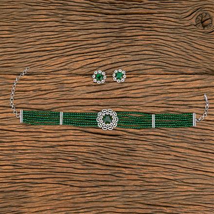 Cz Bandhai Necklace With Rhodium Plating