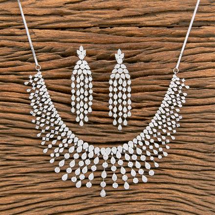 Cz Classic Necklace With Rhodium 2 Tone Plating