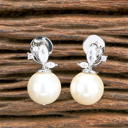 Cz Short Earring With Gold Rhodium Plating