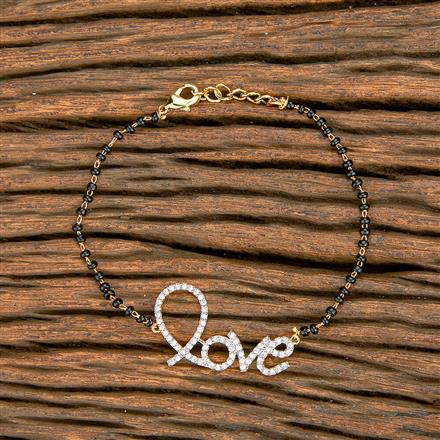 Cz Hand Mangalsutra Bracelet With 2 Tone Gold Rhodium Plating