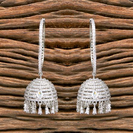 Cz Classic Jhumki With Rhodium 2 Tone Plating