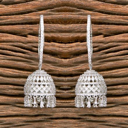 Cz Classic Jhumki With Rhodium 2 Tone Plating