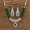 Cz Bandhai Necklace With Rhodium Plating