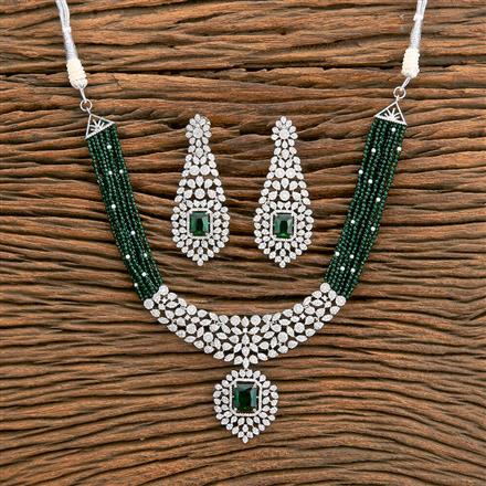Cz Bandhai Necklace With Rhodium Plating