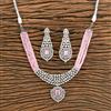 Cz Bandhai Necklace With Rhodium Plating