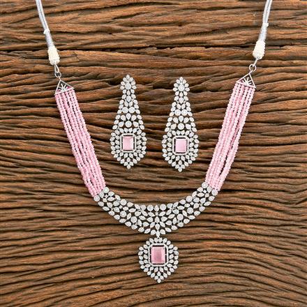 Cz Bandhai Necklace With Rhodium Plating