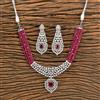 Cz Bandhai Necklace With Rhodium Plating