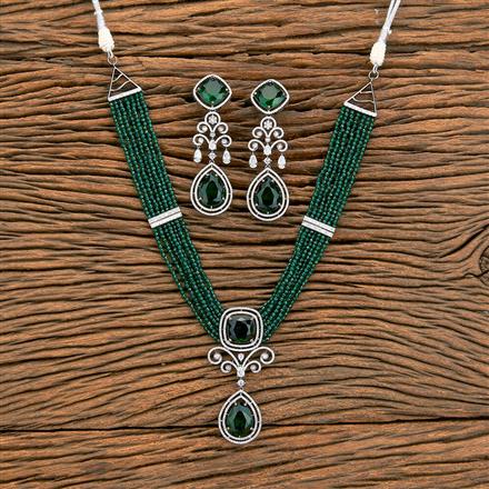 Cz Classic Pendant Set With Black Plating