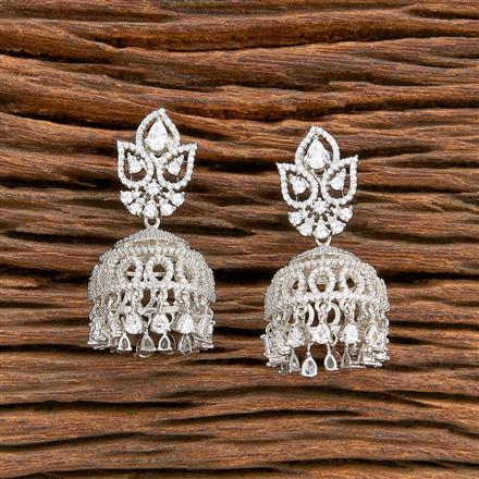 Cz Jhumki With Rhodium 2 Tone Plating