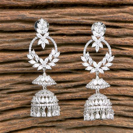 Cz Jhumki With Rhodium 2 Tone Plating