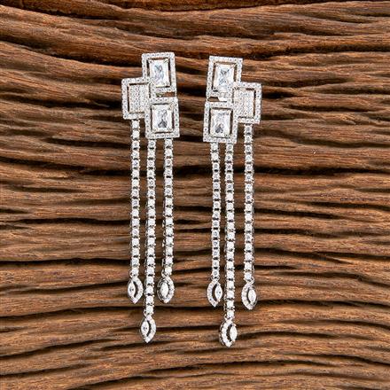 Cz Classic Earring With Rhodium 2 Tone Plating