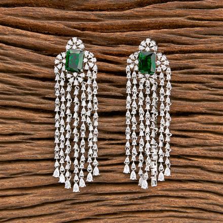 Cz Classic Earring With Rhodium Plating