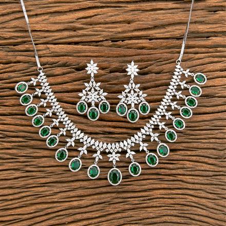 Cz Classic Necklace With Rhodium Plating