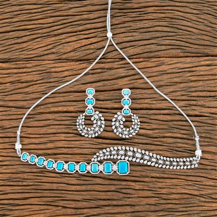 Cz Choker Necklace With Rhodium Plating