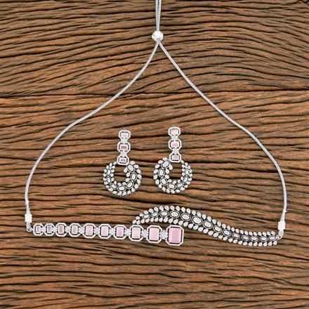 Cz Choker Necklace With Rhodium Plating