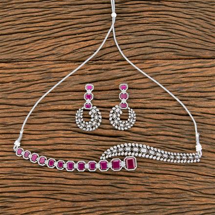 Cz Choker Necklace With Rhodium Plating