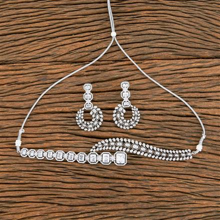 Cz Choker Necklace With Rhodium Plating