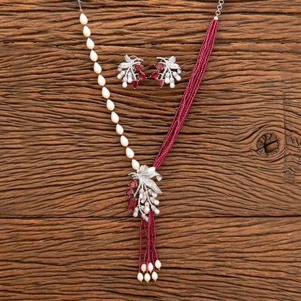 Cubic Zirconia Bandhai Necklace With Rhodium Plating