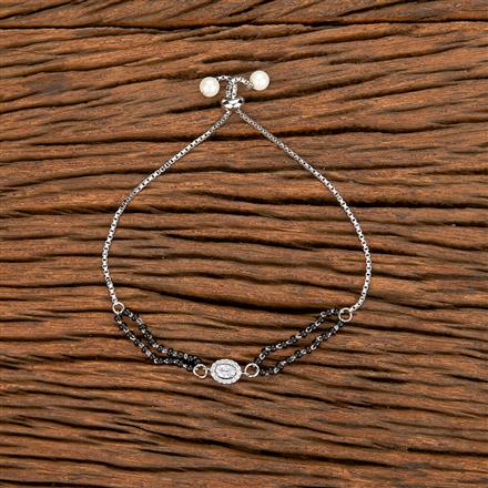 Cubic Zirconia Hand Mangalsutra Bracelet With Rhodium Plating